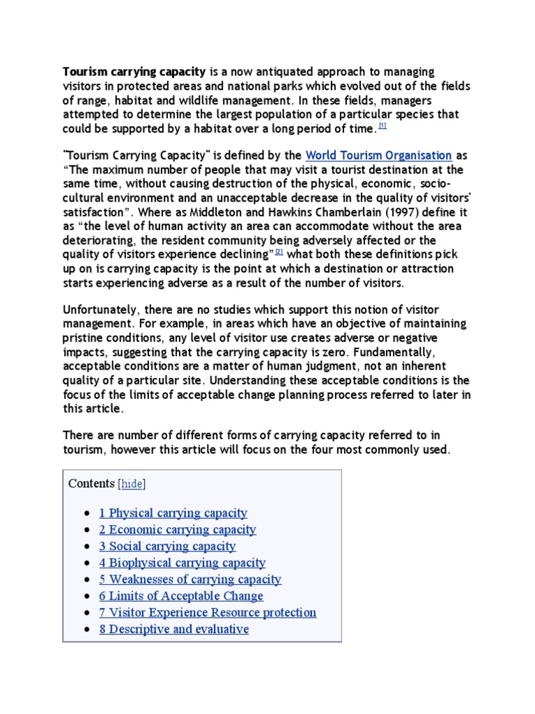 Tourism carrying capacity