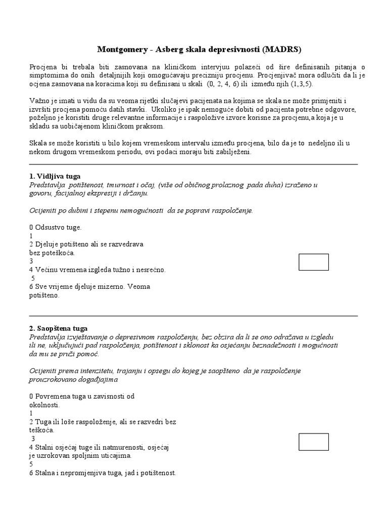MADRS | PDF