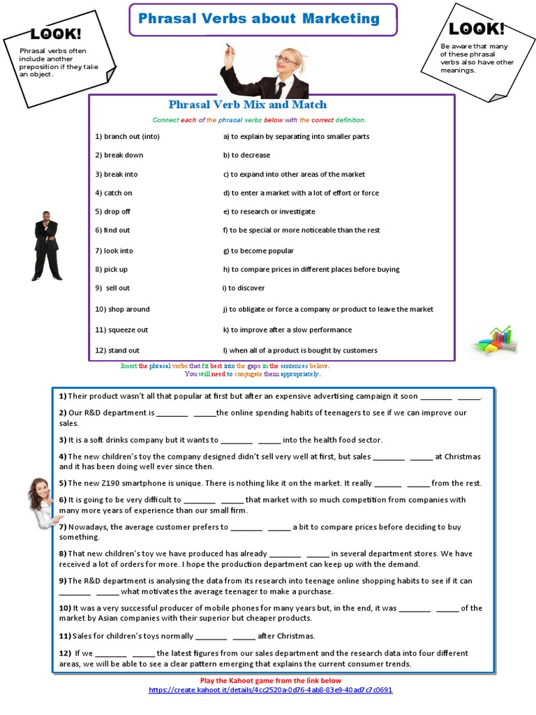 Phrasal Verb Mix and Match Connect Verbs Definition PDF Retail Online Shopping