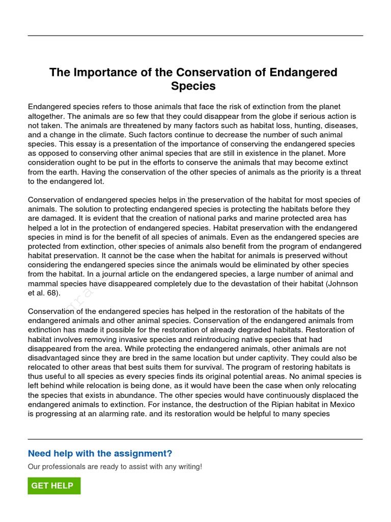The Importance of The Conservation of Endangered Species: Need Help ...