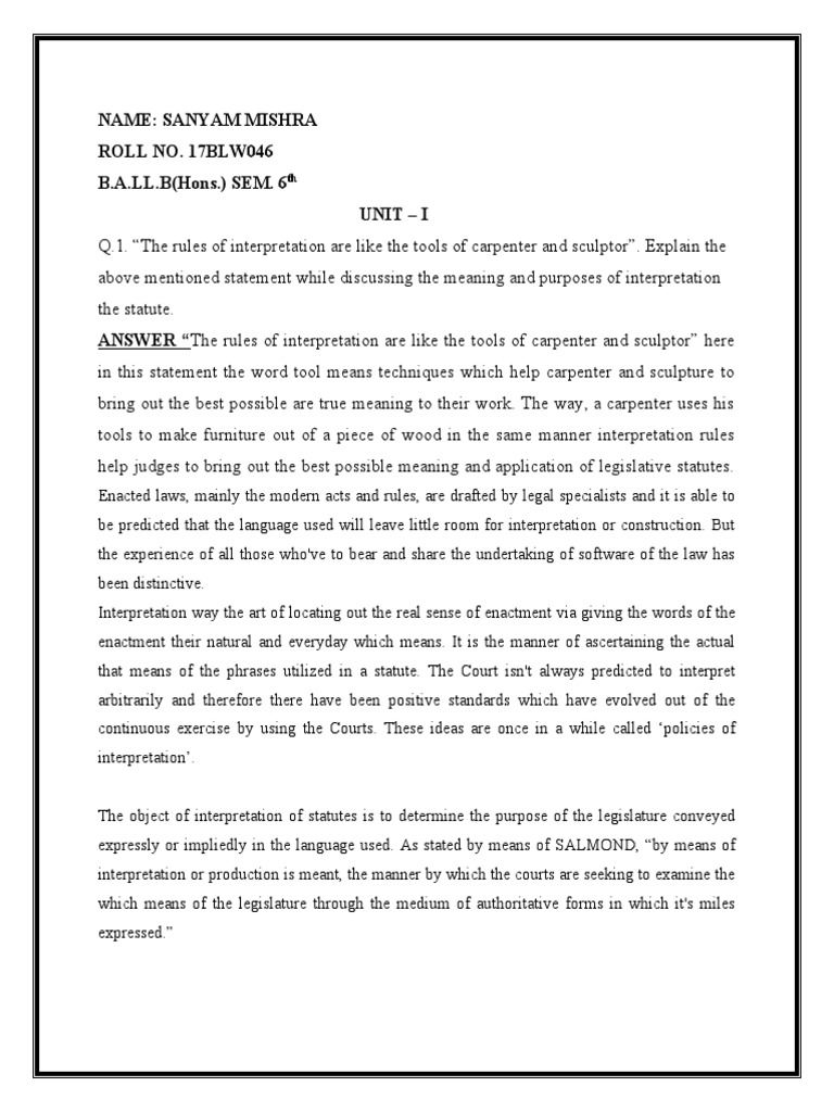 Interpretation of Statutes PDF Plain Meaning Rule Statutory