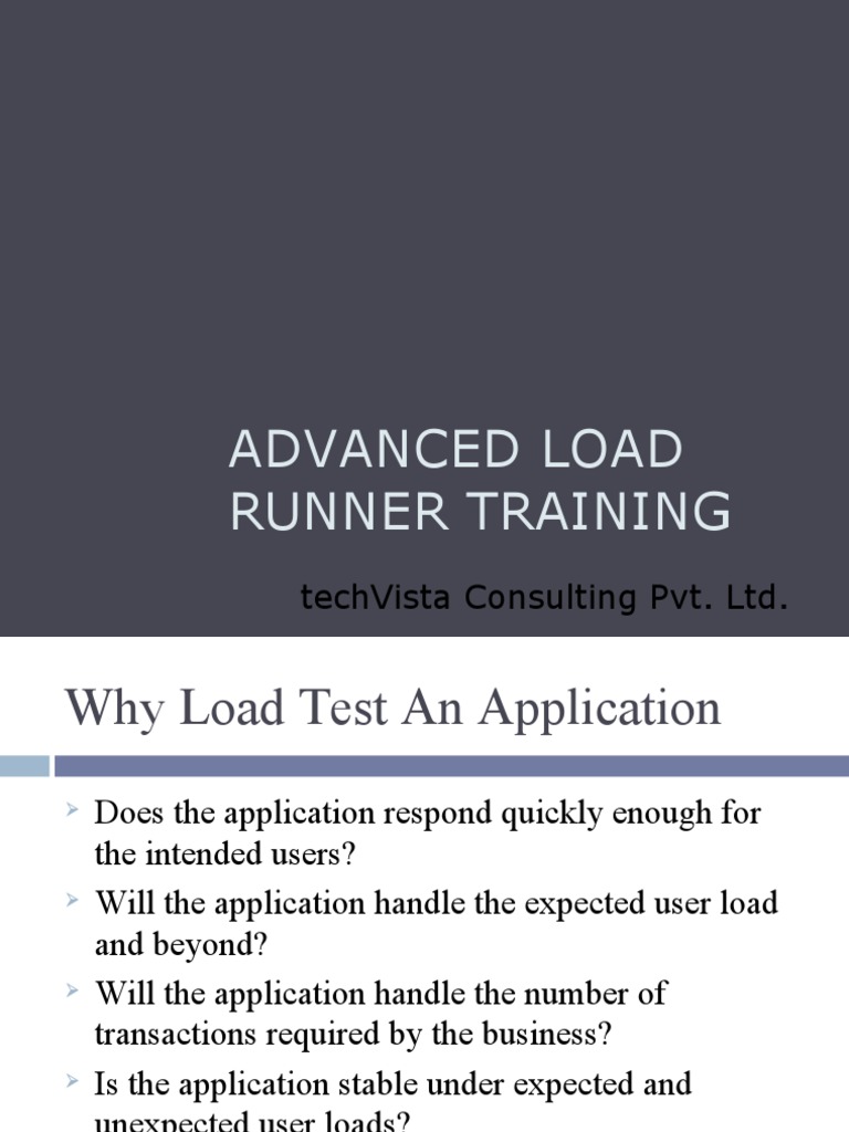 Advanced Load Runner Training: Techvista Consulting Pvt. LTD | PDF