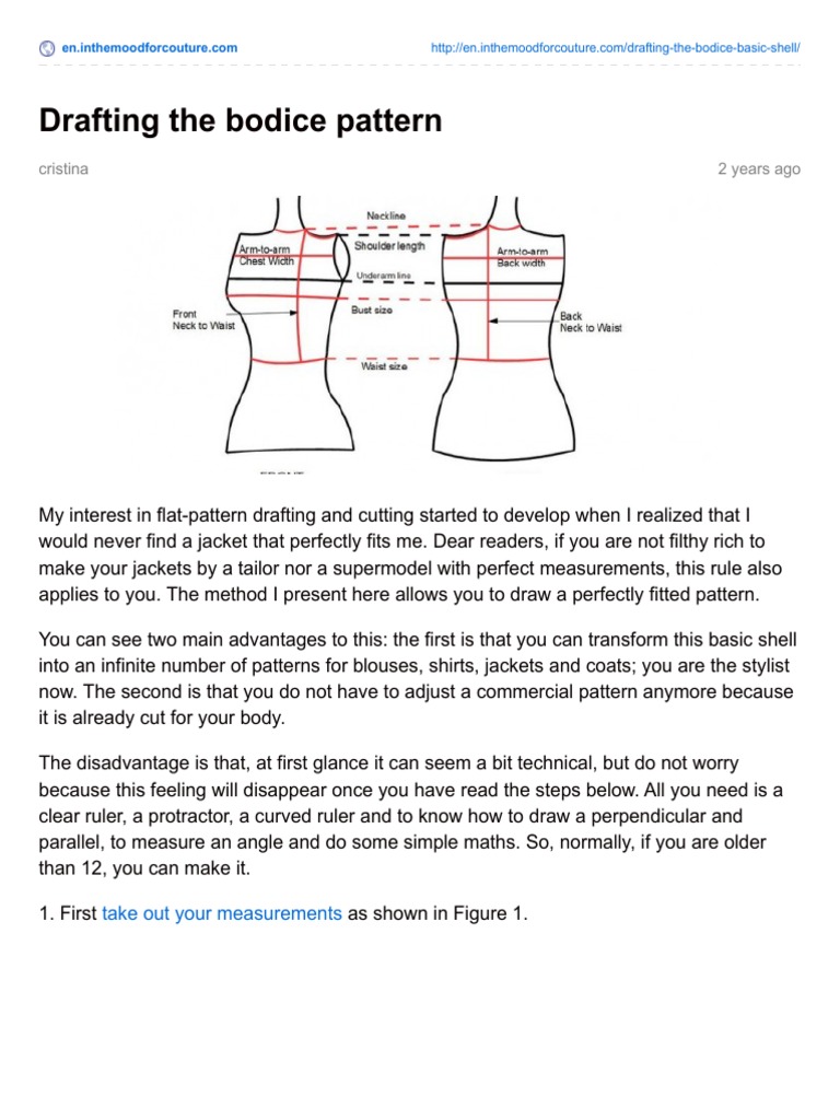 Drafting The Bodice Pattern | PDF | Length | Teaching Mathematics
