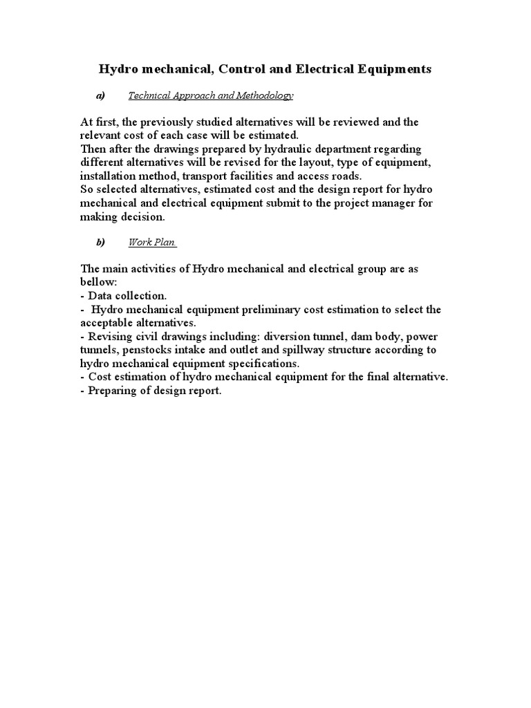 Hydro Mechanical Equipment Planning | PDF | Technology & Engineering