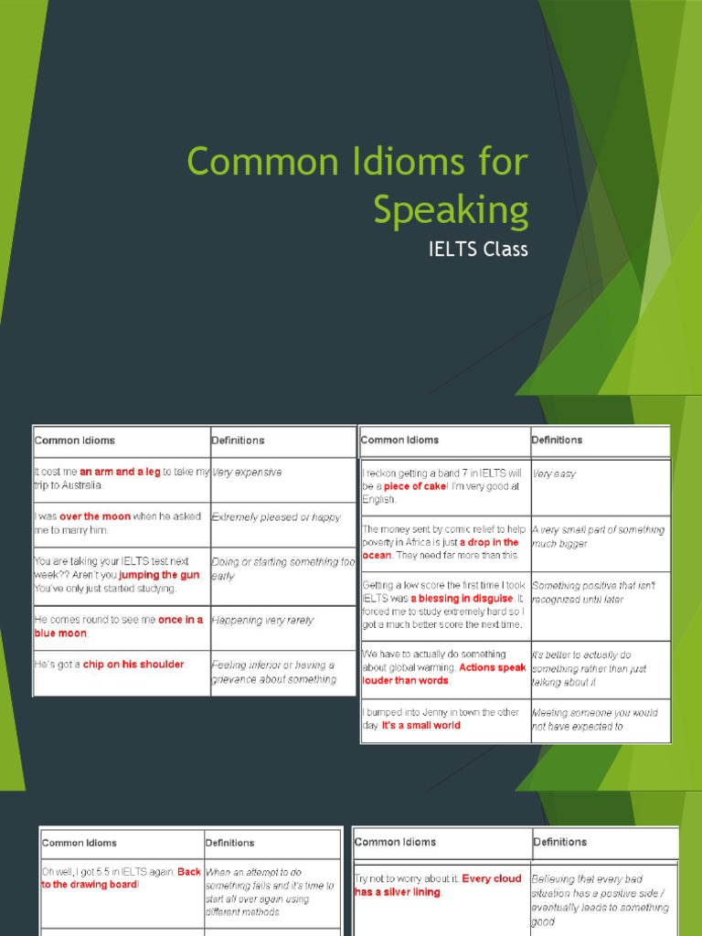 Common Idioms For Speaking | PDF