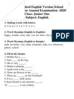 National Ideal English Version School Suggestion For Annual Examination - 2020 Class: Junior One Subject: English