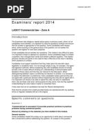 Examiners' Report 2014: LA3017 Commercial Law - Zone A