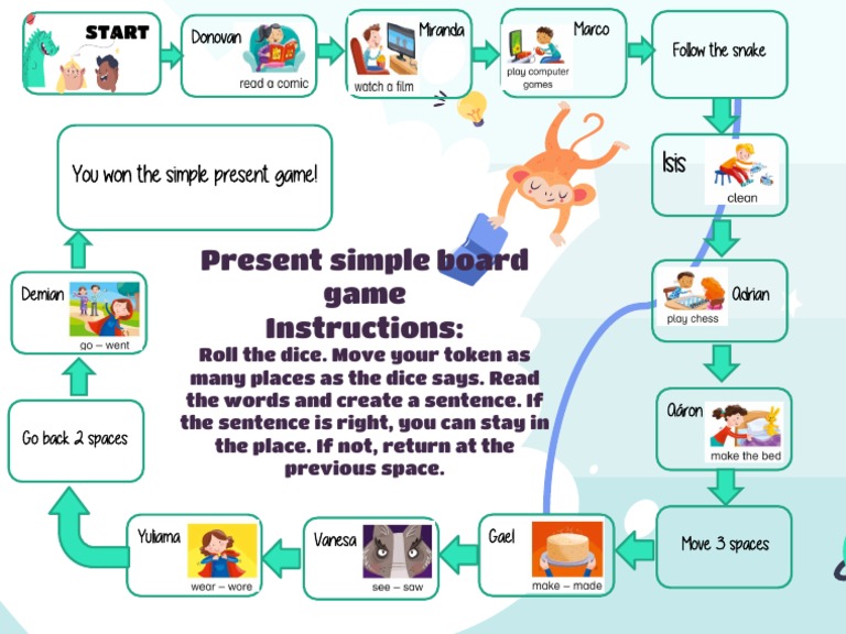 Present Simple Board Game Instructions | PDF