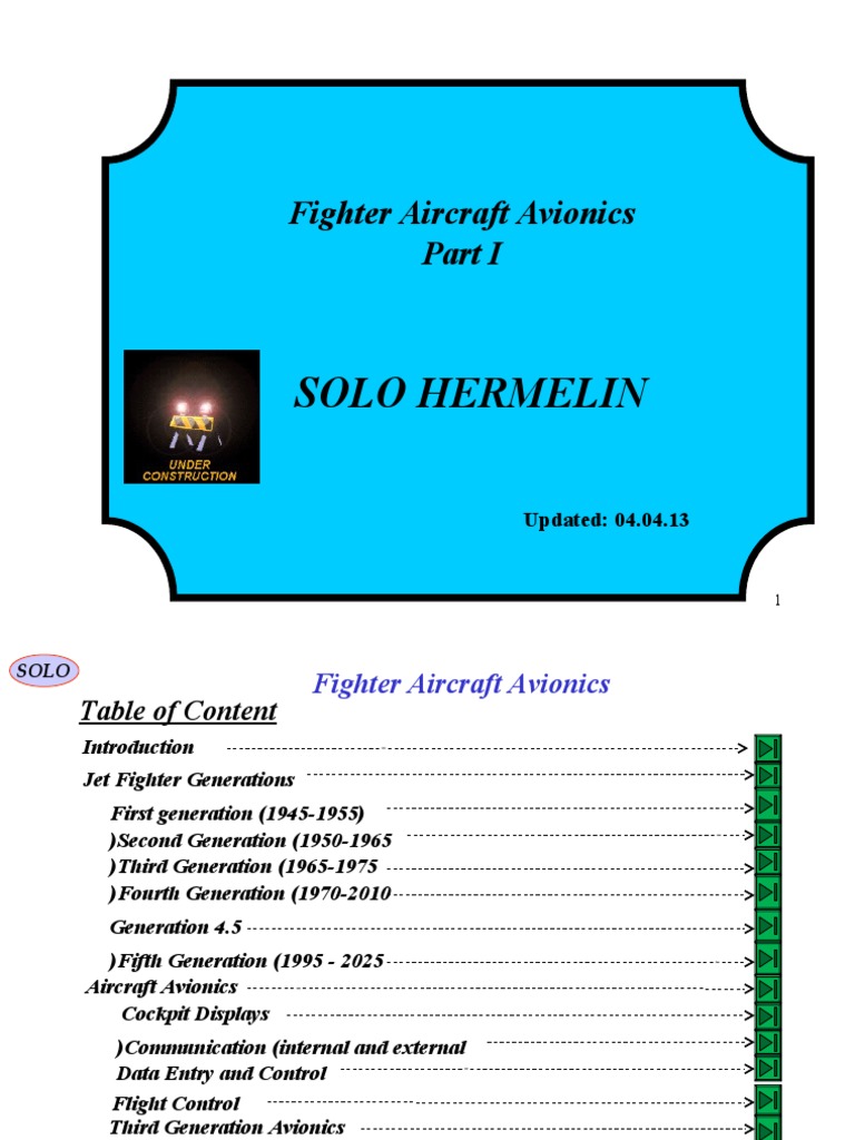 Fighter Aircraft Avionics Part I PDF Fighter Aircraft Avionics