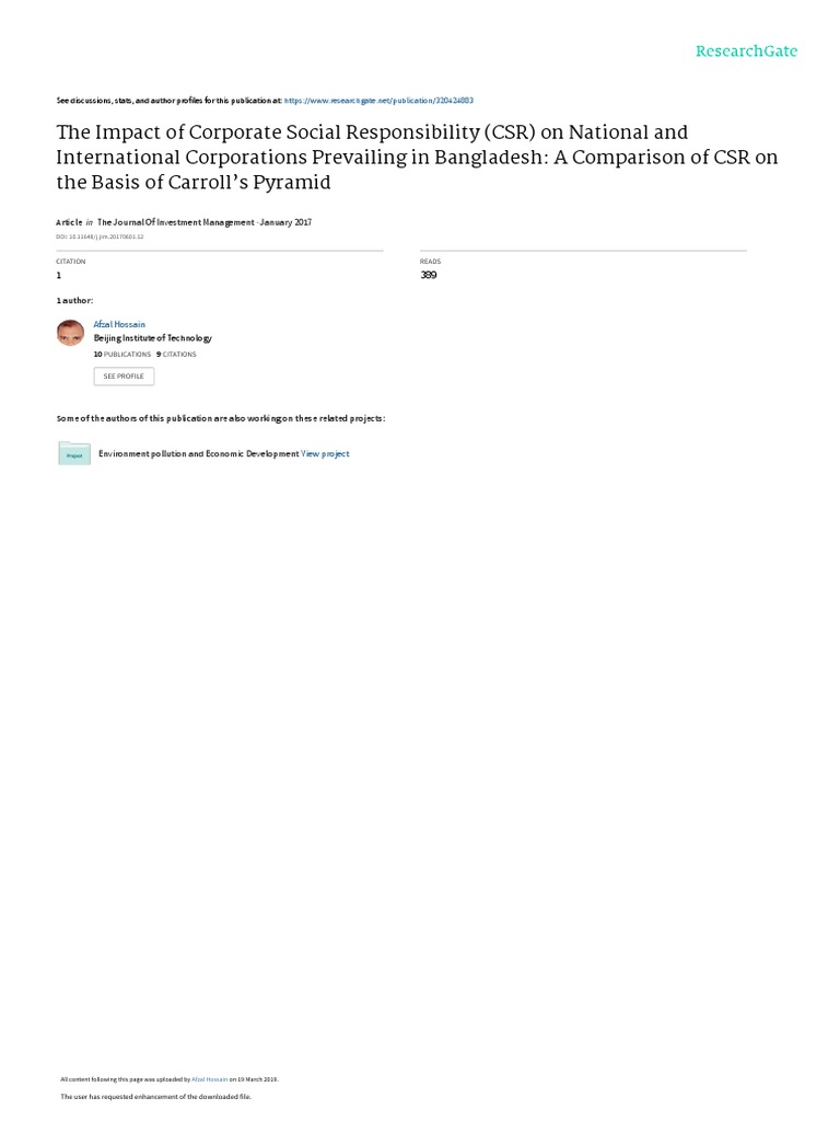 CSR Impact on Corporations in Bangladesh | PDF | Corporate Social ...