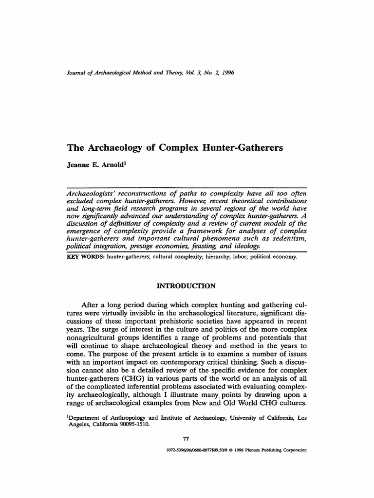 Understanding Complex Hunter-Gatherers | PDF | Hunter Gatherer ...