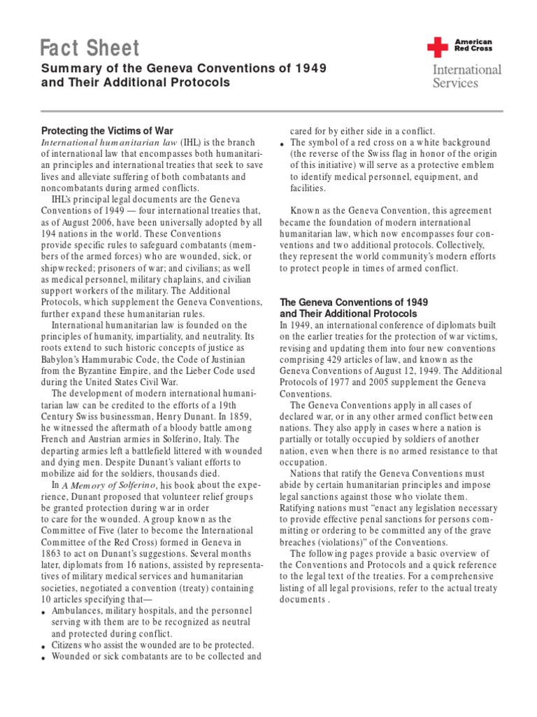 Summary of the Geneva Conventions of 1949 and Their