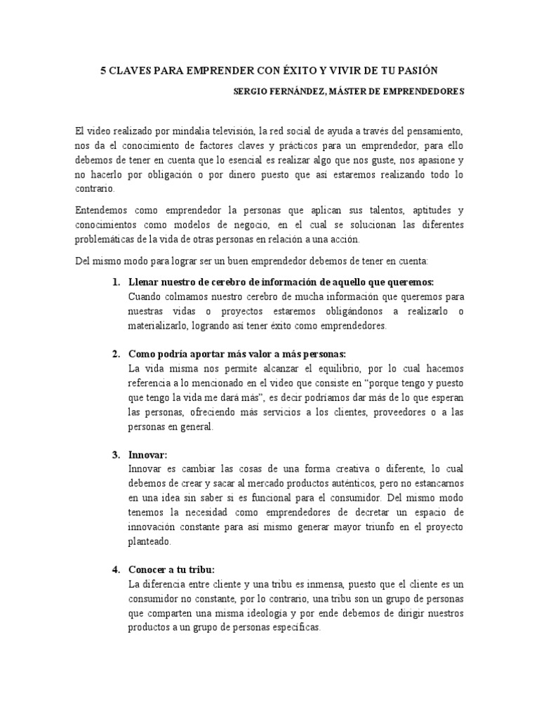 5 Claves para Emprender con Éxito | PDF | Iniciativa empresarial | Cliente