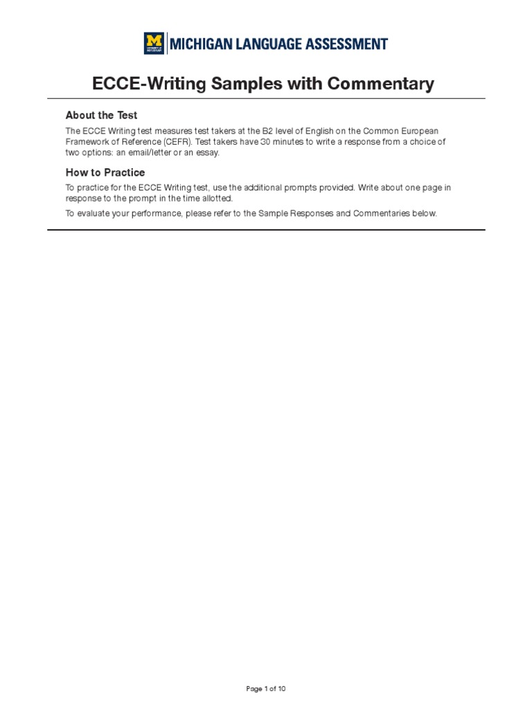 ECCE Writing Samples and Commentary | PDF | Writers | Essays