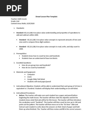 math lesson plan 10