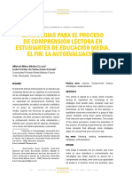 Estrategias para El Proceso de Comprensión Lectora en Estudiantes de Educación Media. El Fin: La Autoevaluación