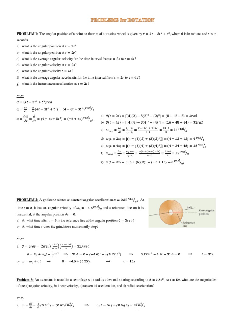 Rotational Motion Practice Problems | PDF | Rotation Around A Fixed ...