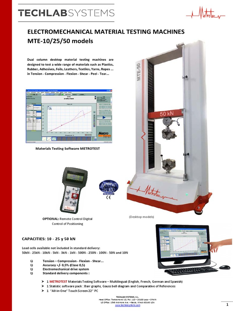 MTE-10 Electromechanical Testing Machines | PDF | Menu (Computing ...