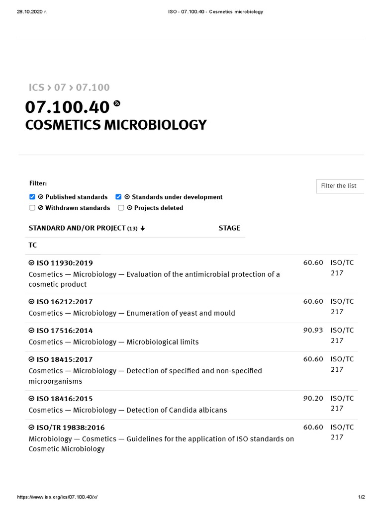 ISO 29621:2017 Guidelines for Cosmetics | PDF | Microbiology | Clinical ...
