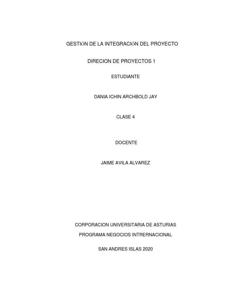Gestión de La Integración Del Proyecto Dania | PDF | Privacidad de la ...
