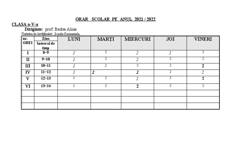 Model Orar | PDF