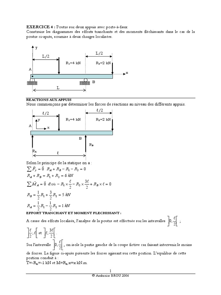 Poutre Sur Deux Appuis Avec PorteÀFaux PDF Flexion (matériau — free download