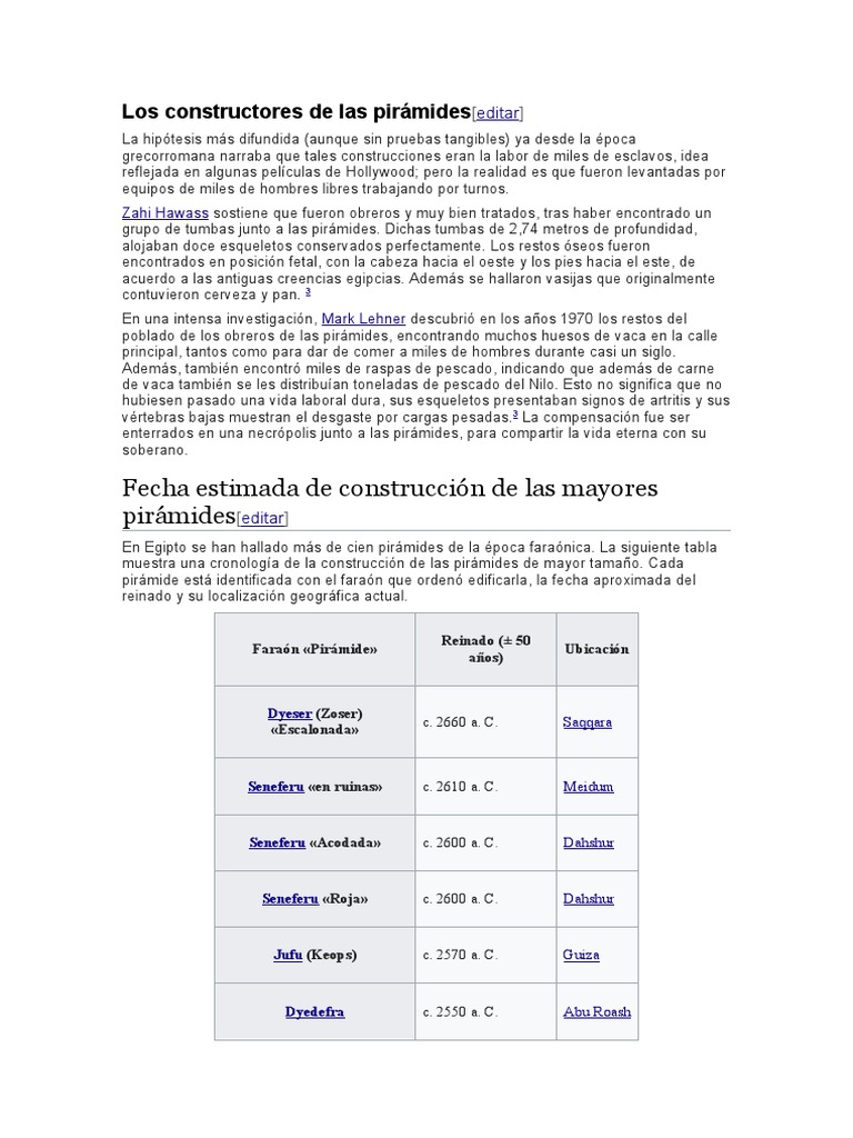 Los Constructores De Las Pirámides Pdf Pirámides Egipcias Antiguo