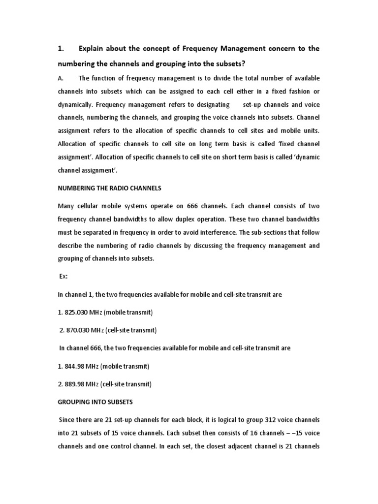 Explaining Frequency Management and Channel Assignment in Cellular ...