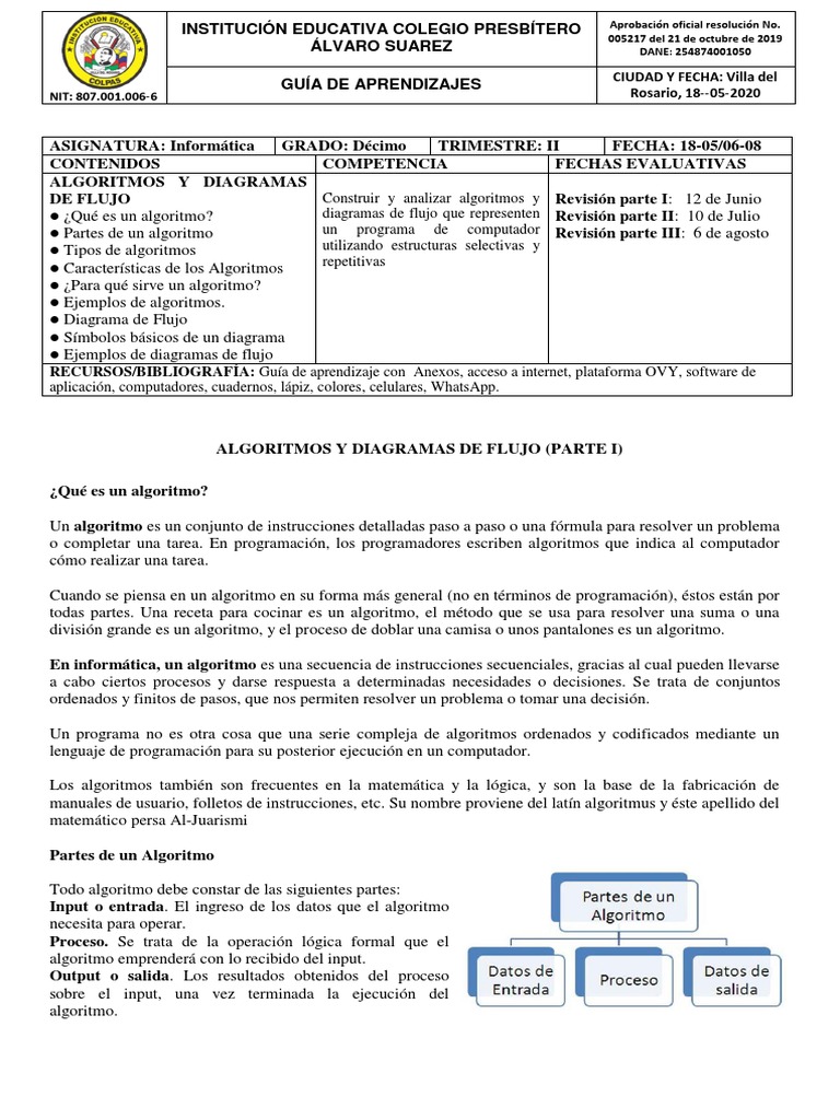Guia de Aprendizaje Informatica Decimo | PDF | Algoritmos | Ciencias de ...
