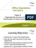 HOC3001A - Week 8 Lecture - Hotel Organizational Structure and Classification of Hotel Functional Areas