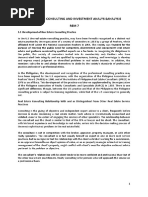 Development of Real Estate Consulting Practice (Mai) (Autosaved) (Autosaved)