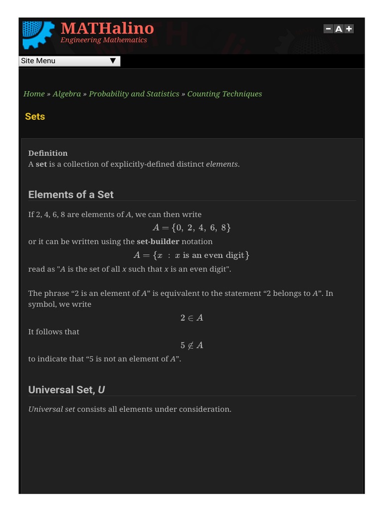 Sets - MATHalino - 1604504666200 | PDF | Set (Mathematics) | Teaching ...