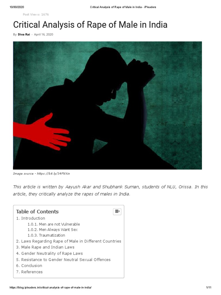 Critical Analysis of Rape of Male in India - Ipleaders | PDF | Rape ...