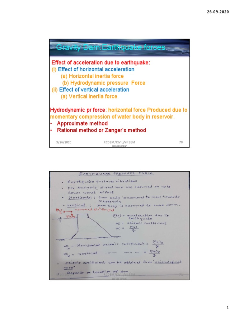 Earthquake Effects on Gravity Dams | PDF | Dam | Force