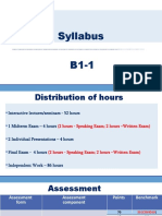 B1-1 Syllabus Distribution and Assessment