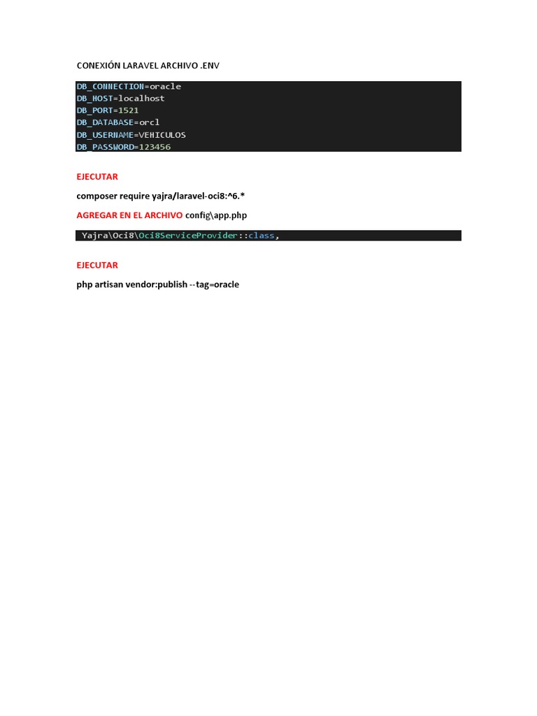 Conexi n laravel oracle pdf