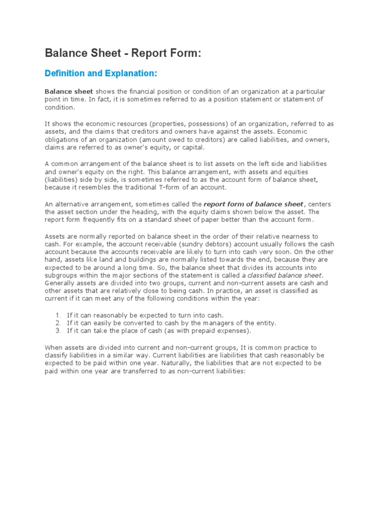 Difference Between Report Form And Account Form Balance Sheets – KGVMTX