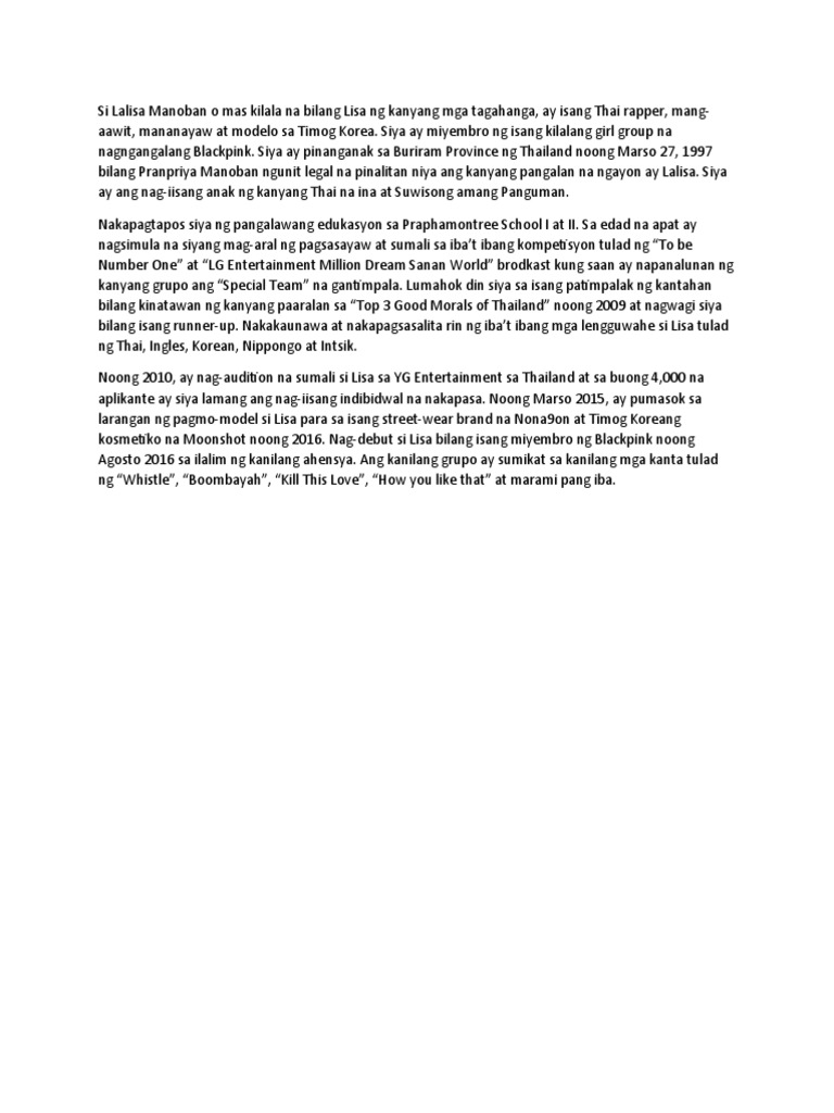 Bionote example tagalog pdf