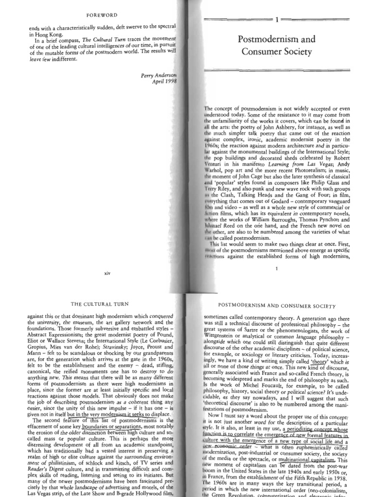 Jameson - Postmodernism and Consumer Society - Text | PDF