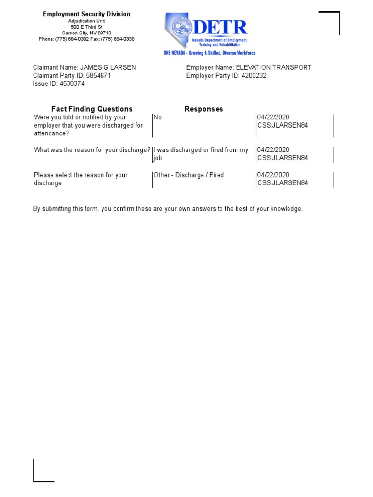 Unemployment Claim Inquiry | PDF