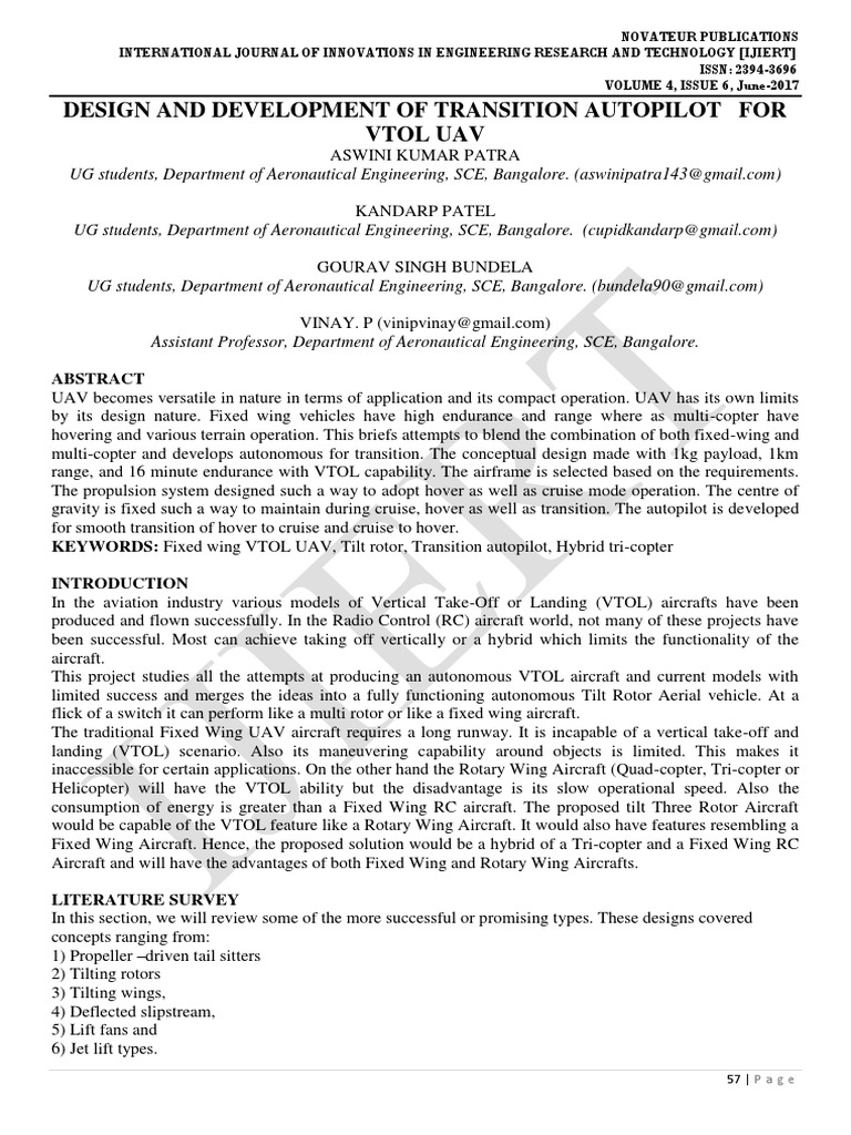 VTOL UAV Transition Autopilot Design | PDF | Lockheed Martin F 35 ...