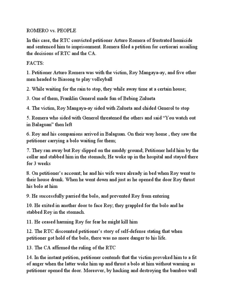 ROMERO Vs People PDF Crime & Violence Crime Thriller