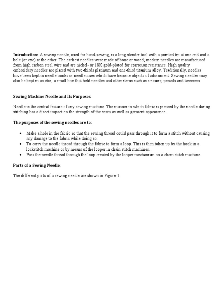 A Comprehensive Guide to Sewing Needles Their Types, Parts