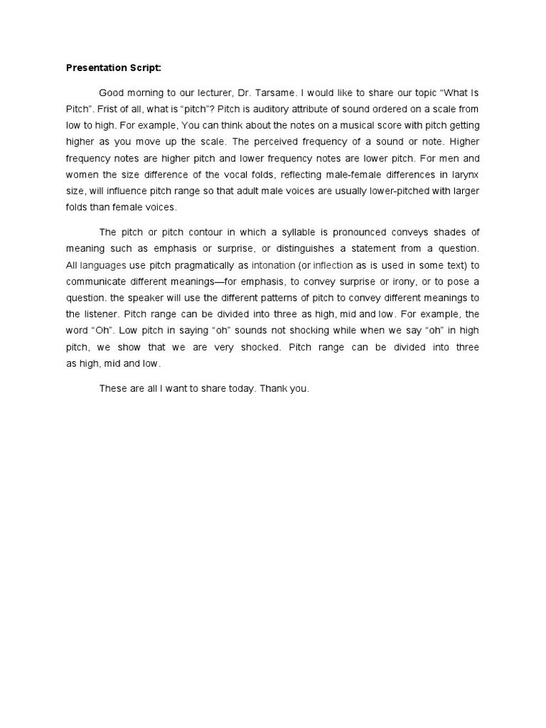 Presentation Script:: Languages Intonation Inflection | PDF