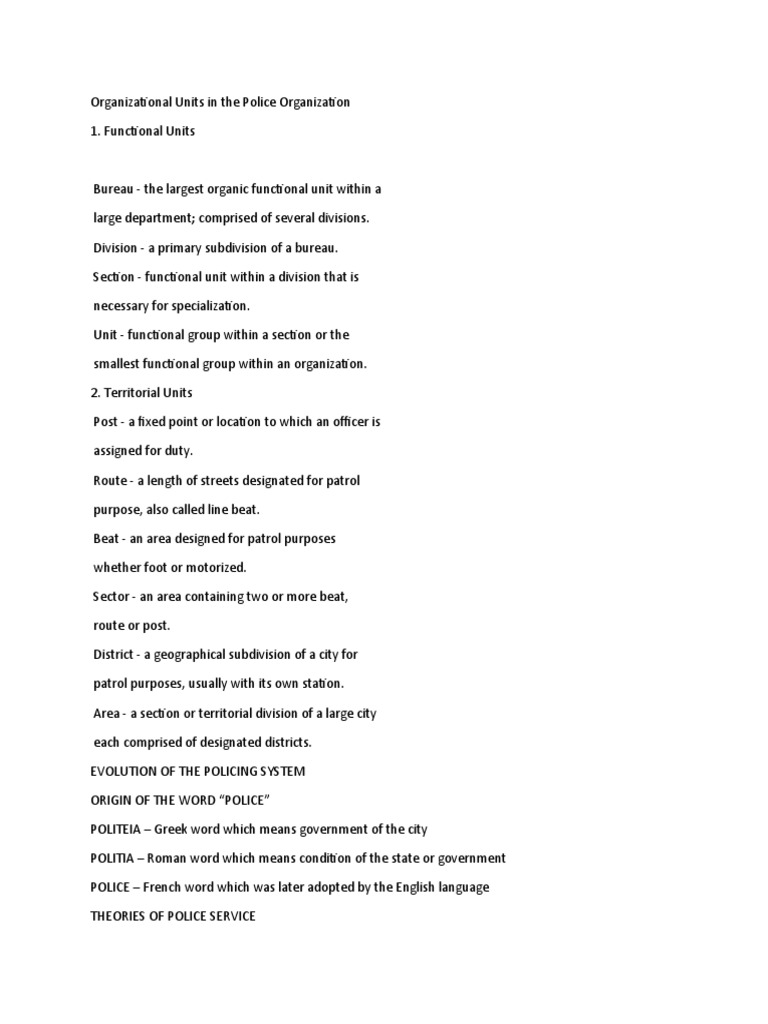Police Organizational Units Explained | PDF
