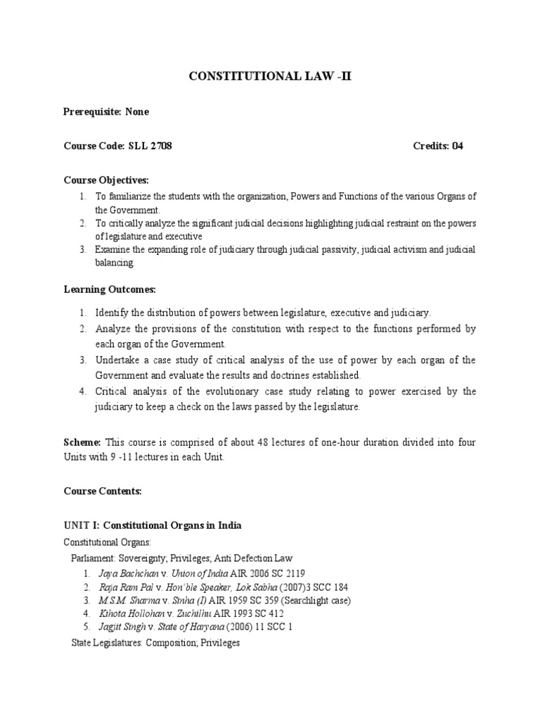 Constitutional Law II Course Overview | PDF | Constitutional Law ...
