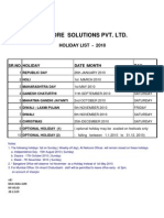 Netcore Solutions Pvt. LTD.: Holiday List - 2010