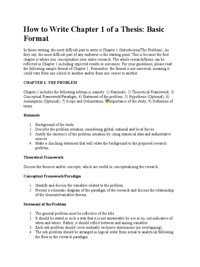 content of chapter one in research project