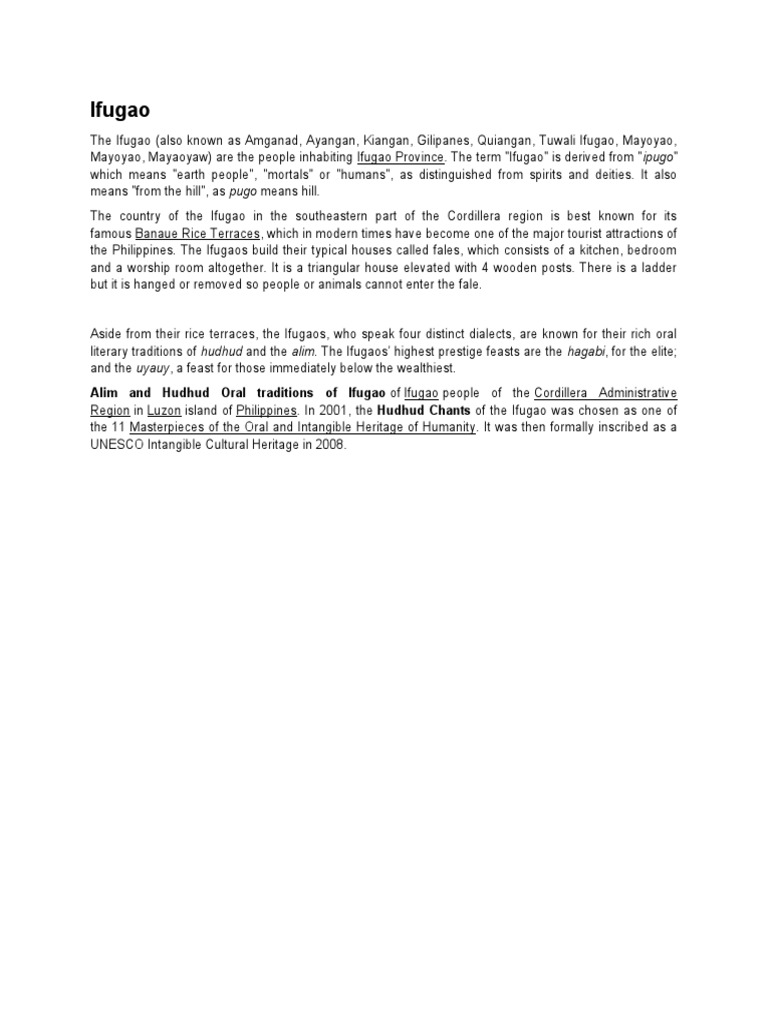 Ifugao Culture: Hudhud and Alim Traditions | PDF