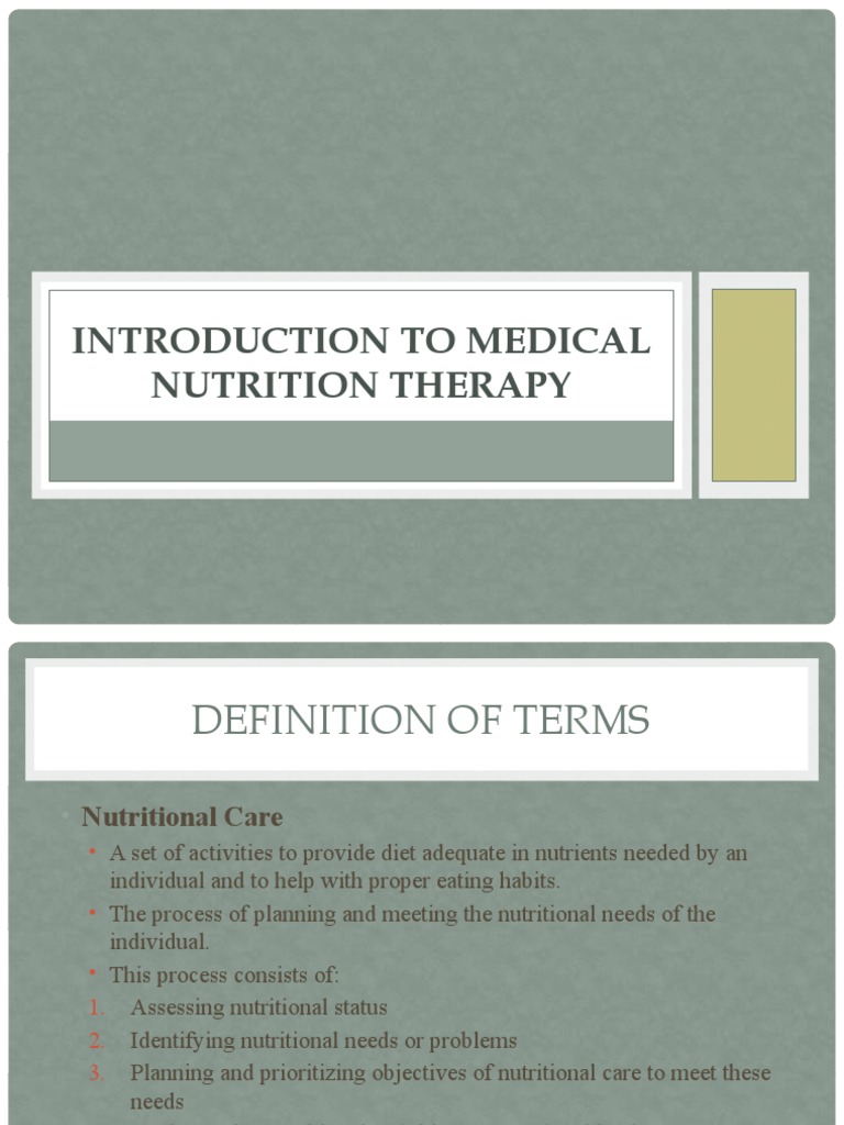 Introduction to Medical Nutrition Therapy | PDF | Dietitian | Terminal ...